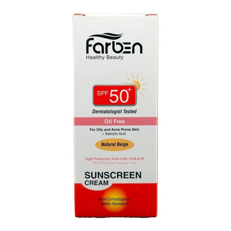 ژل ضد آفتاب فاربن با SPF46 مناسب پوست چرب و جوش دار حجم 50 میلی..