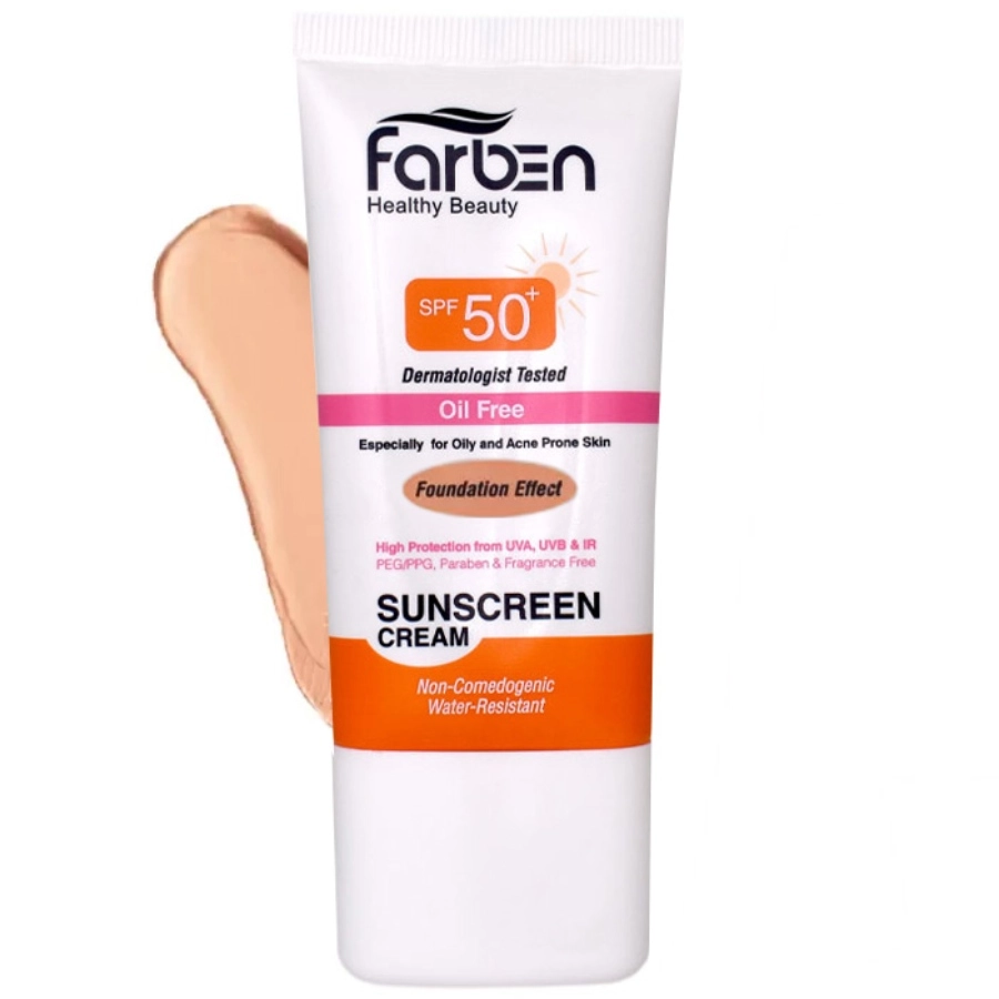 ژل ضد آفتاب فاربن با SPF46 مناسب پوست چرب و جوش دار حجم 50 میلی..