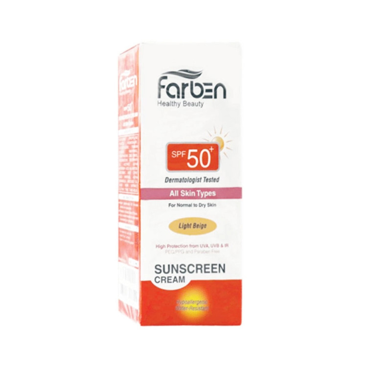 کرم ضد آفتاب SPF50 فاربن مناسب پوست های خشک و معمولی مدل All Skin Types